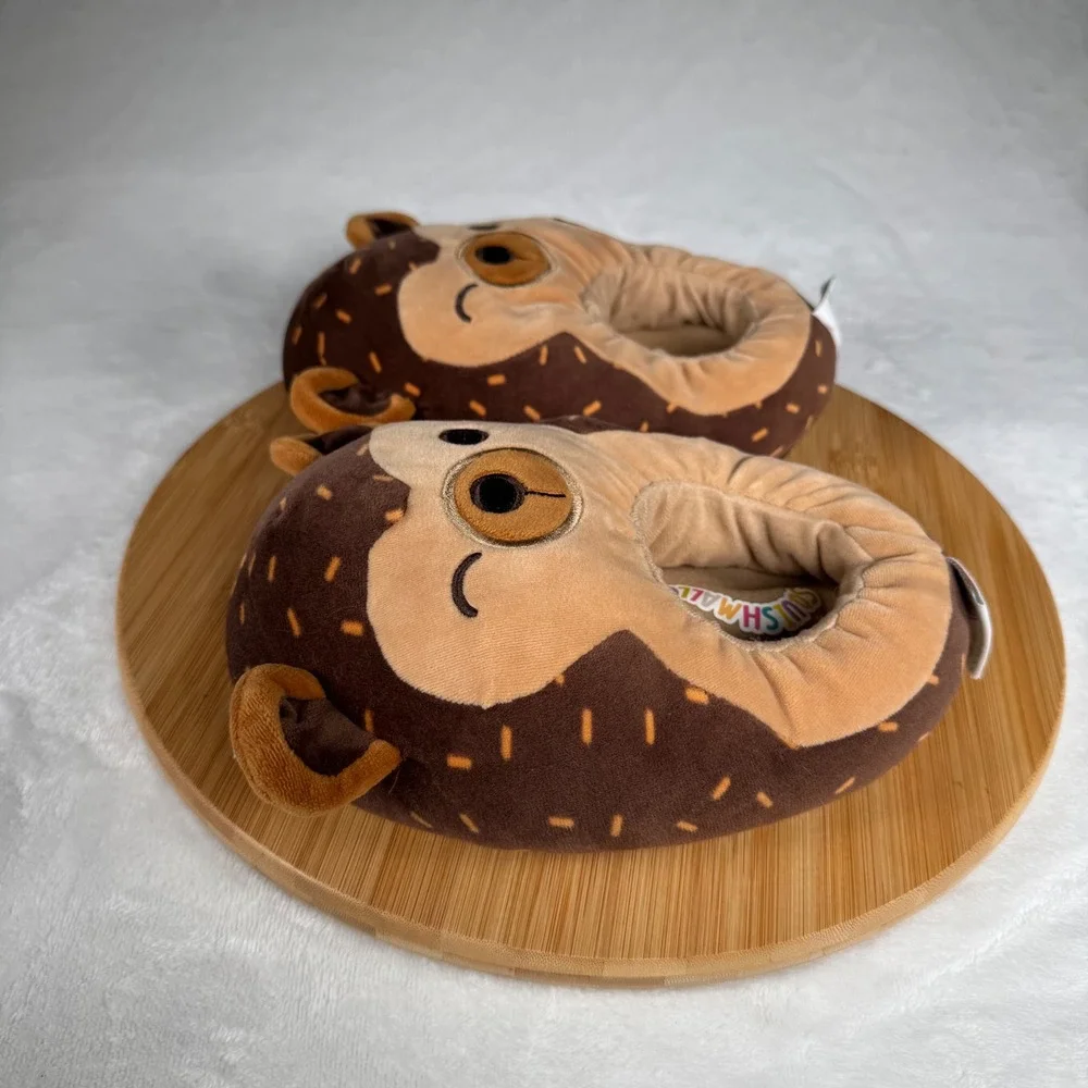 Squishmallows‎ Brown Hedgehog Plush Slippers Kids 2-3 Cozy Cute Character